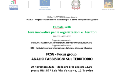 “Female skills – Leva innovativa per le organizzazioni e i territori” il 29 novembre a Treviso
