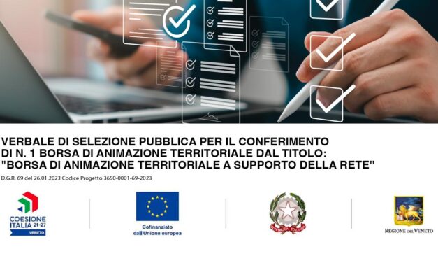 VERBALE DI SELEZIONE PUBBLICA PER IL CONFERIMENTO DI N. 1 BORSA DI ANIMAZIONE TERRITORIALE Titolo Intervento: “WP1 Borsa di Animazione Territoriale”