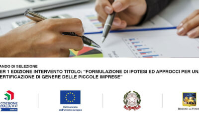 BANDO DI SELEZIONE PER 1 EDIZIONE INTERVENTO TITOLO: “FORMULAZIONE DI IPOTESI ED APPROCCI PER UNA CERTIFICAZIONE DI GENERE DELLE PICCOLE IMPRESE”