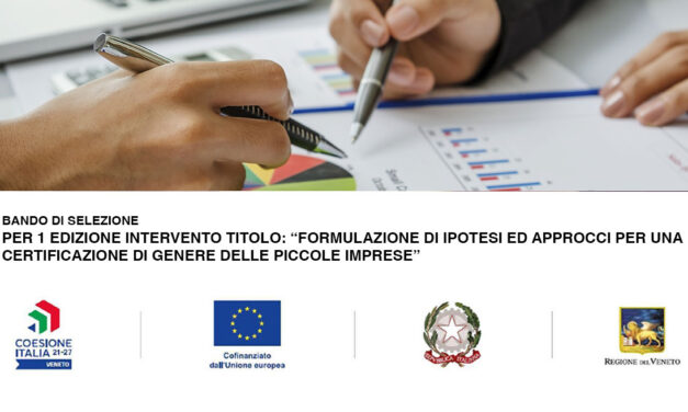 BANDO DI SELEZIONE PER 1 EDIZIONE INTERVENTO TITOLO: “FORMULAZIONE DI IPOTESI ED APPROCCI PER UNA CERTIFICAZIONE DI GENERE DELLE PICCOLE IMPRESE”