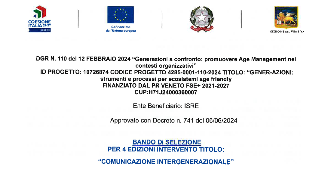 BANDO – 110  – 4  ed. COMUNICAZIONE INTERGENERAZIONALE