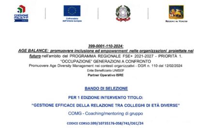 BANDO DI SELEZIONE  PER 1 EDIZIONE INTERVENTO TITOLO:  “GESTIONE EFFICACE DELLA RELAZIONE TRA COLLEGHI DI ETÀ DIVERSE”