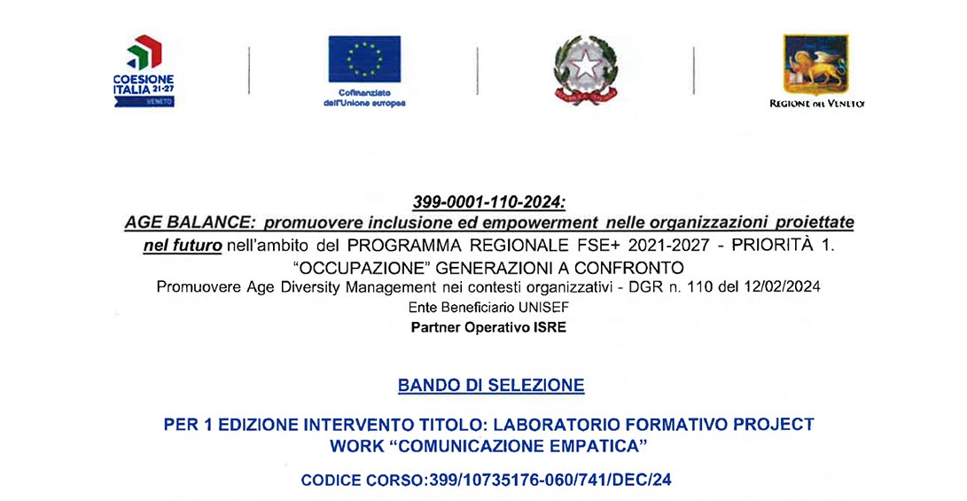 BANDO DI SELEZIONE: LABORATORIO FORMATIVO PROJECT  WORK “COMUNICAZIONE EMPATICA”